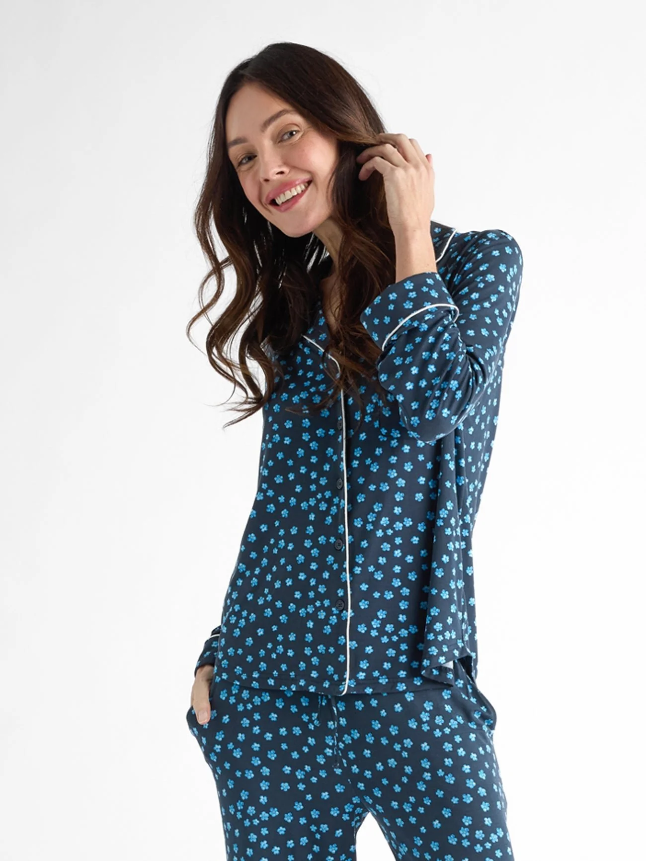 Women's Bamboo Stretch-Knit Long Sleeve Pajama Top - Last Chance - Image 48