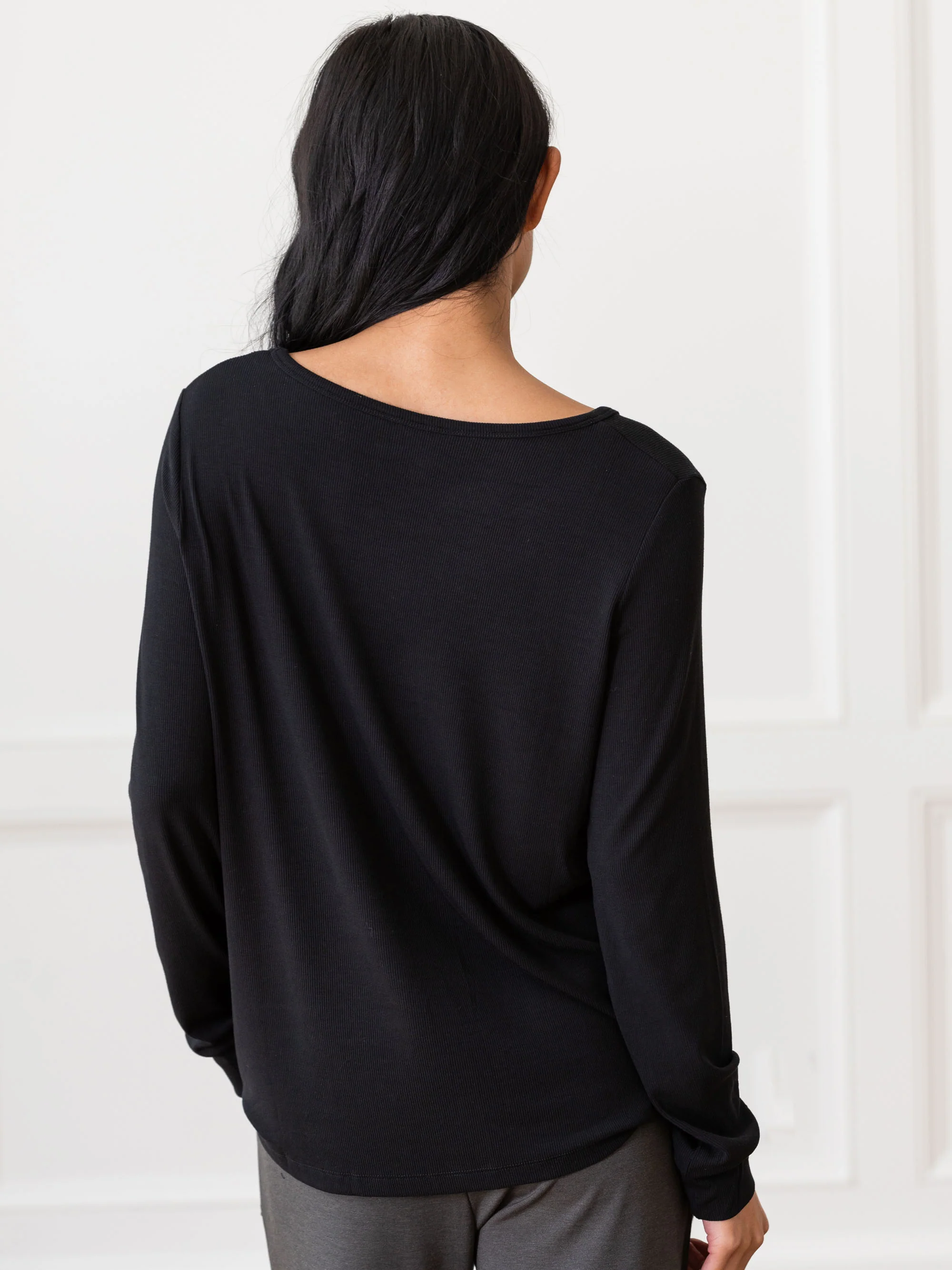 Women's Bamboo Rib-Knit Long Sleeve Lounge Top - Wholesale - Image 10