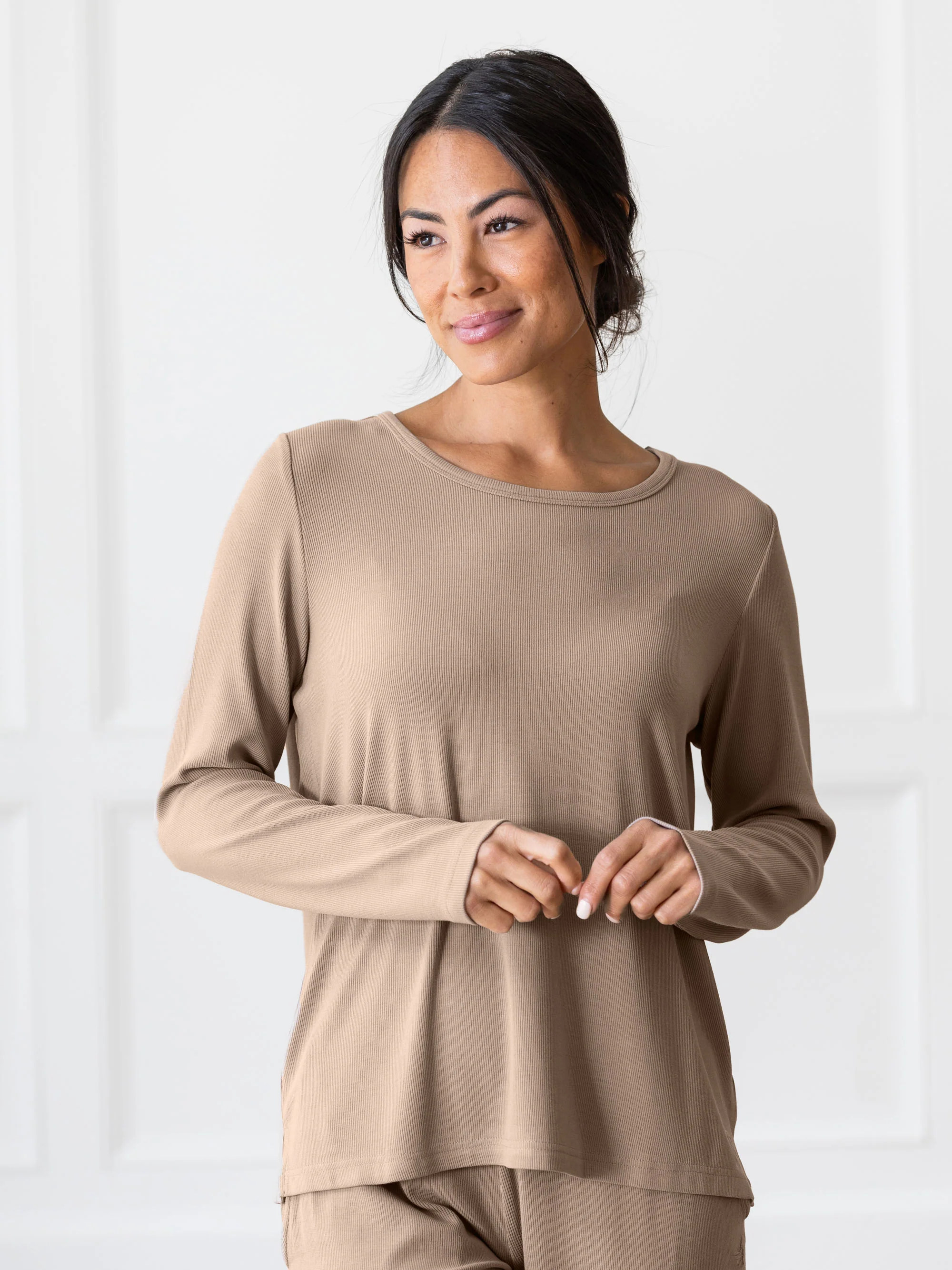 Women's Bamboo Rib-Knit Long Sleeve Lounge Top - Wholesale - Image 12