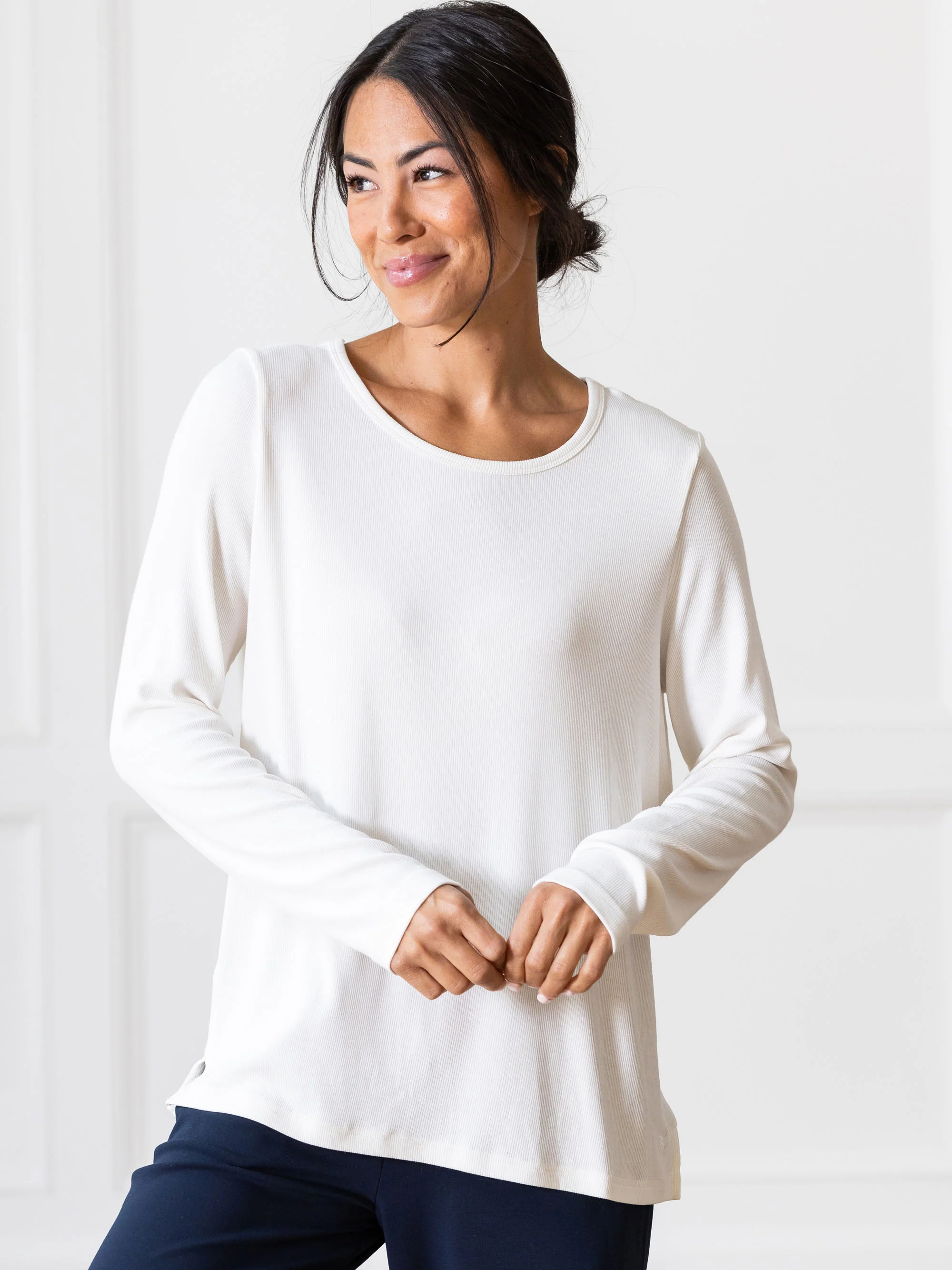 Women's Bamboo Rib-Knit Long Sleeve Lounge Top - Wholesale - Image 21