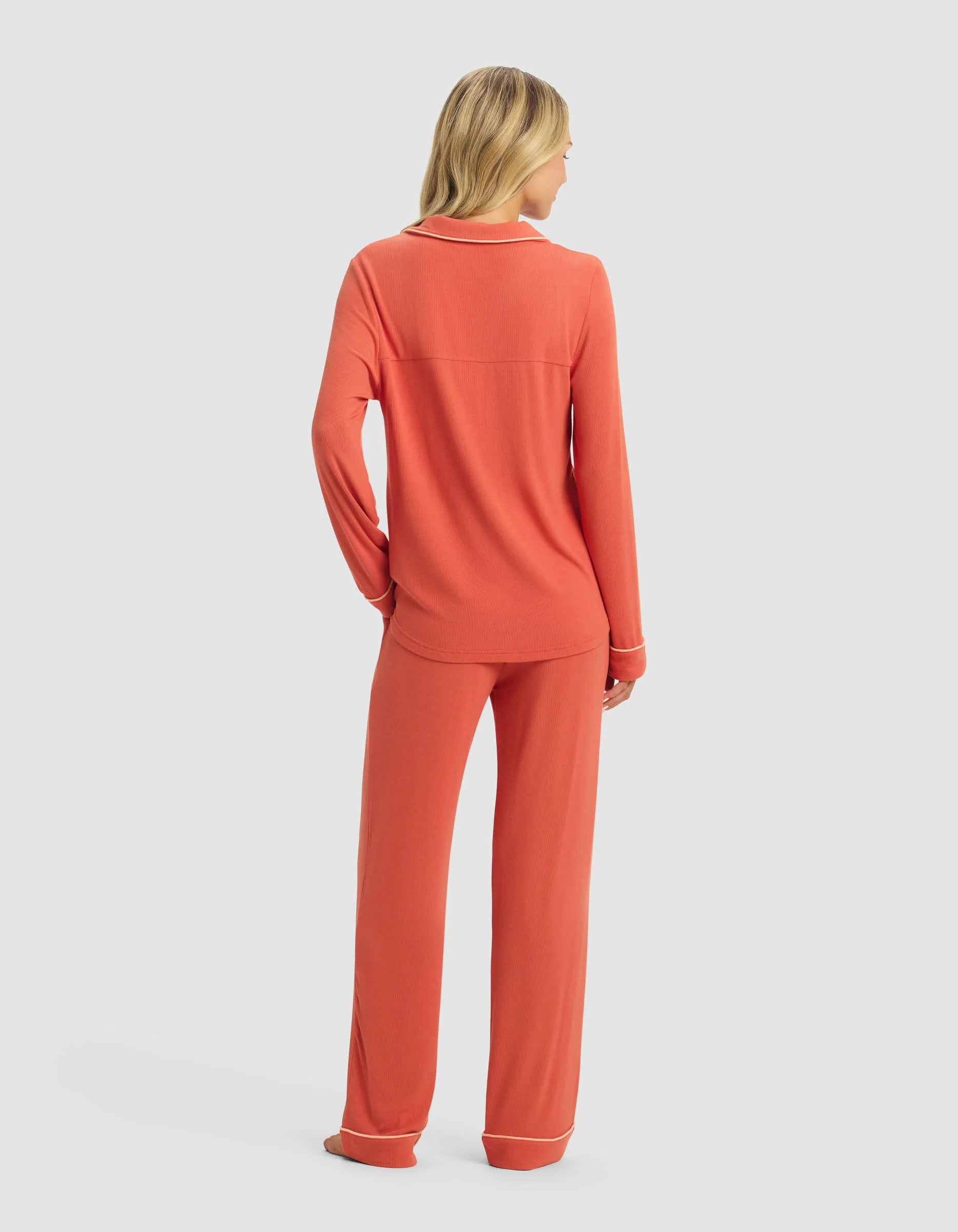 Women's Bamboo Rib-Knit Classic Long Sleeve Pajama Set - Image 19