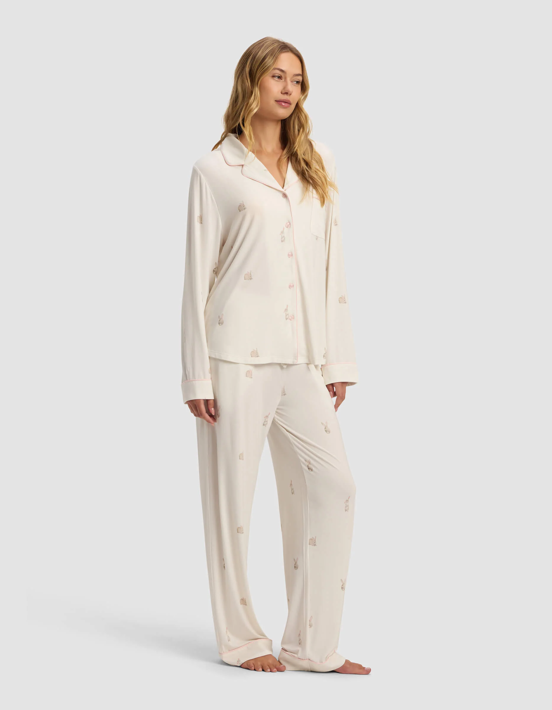 Women's Bamboo Stretch-Knit Long Sleeve Pajama Set - Image 4
