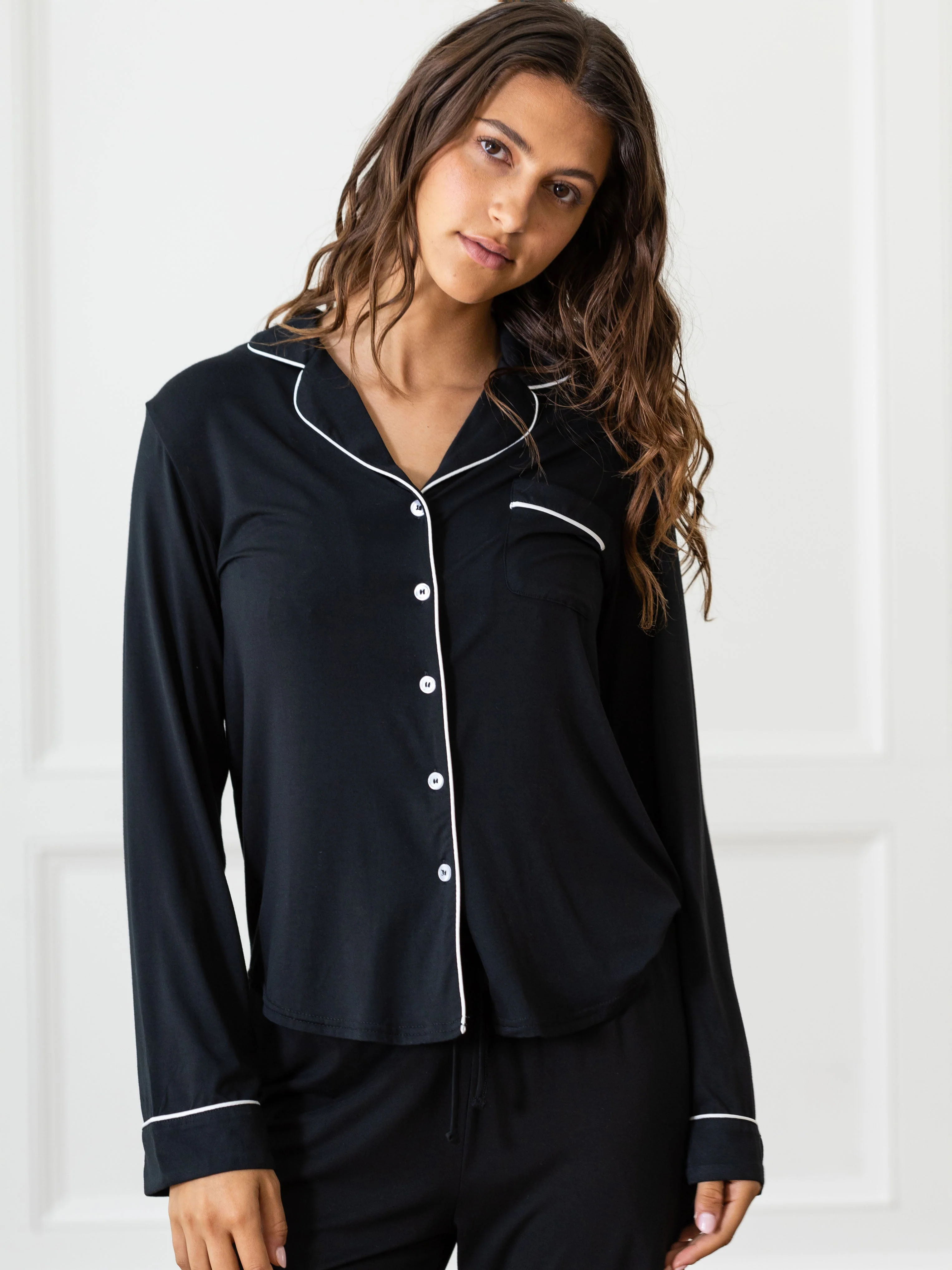 Women's Bamboo Stretch-Knit Long Sleeve Pajama Top TALL - Wholesale - Image 3