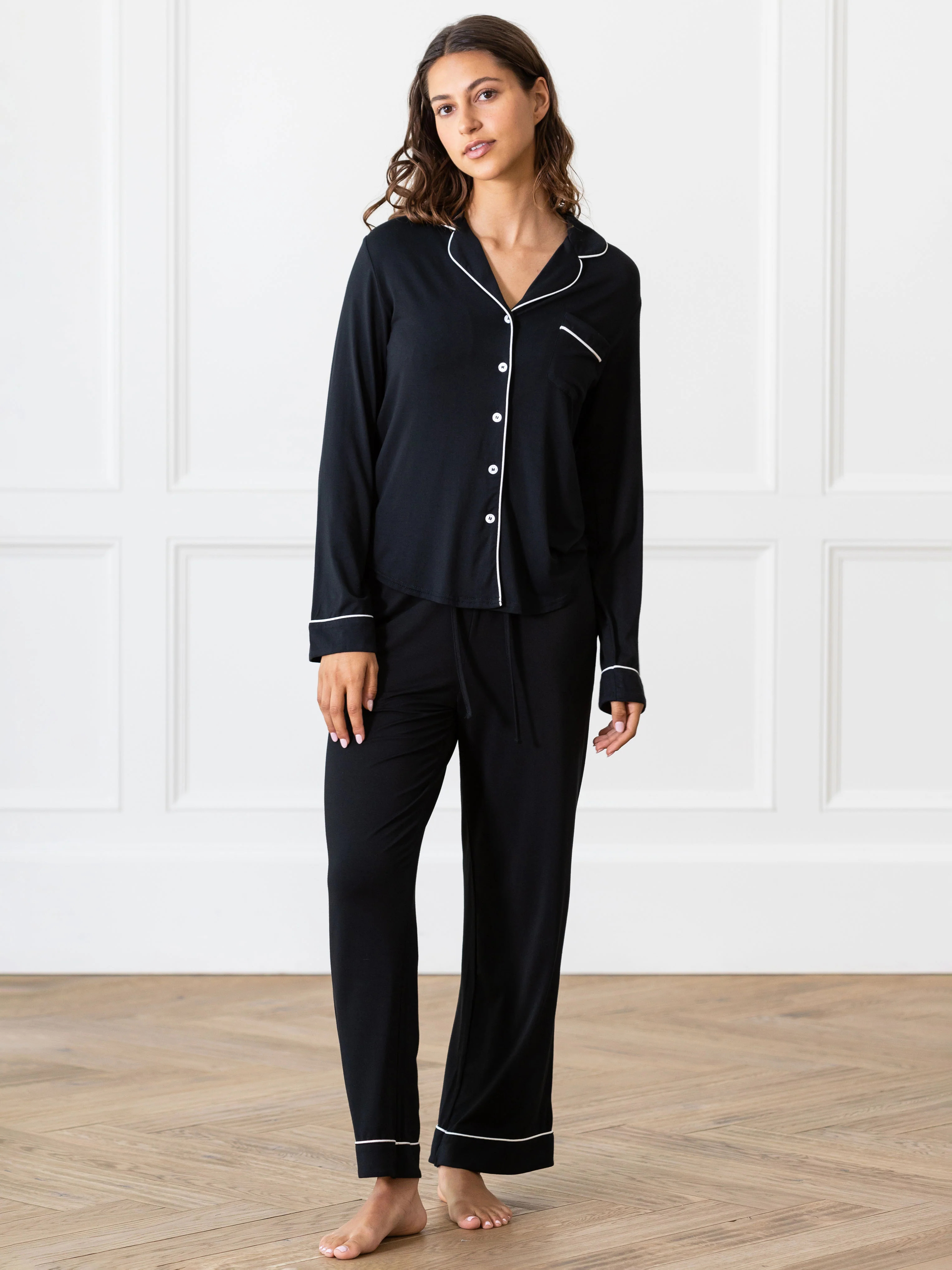 Women's Bamboo Stretch-Knit Long Sleeve Pajama Top - Wholesale - Image 46