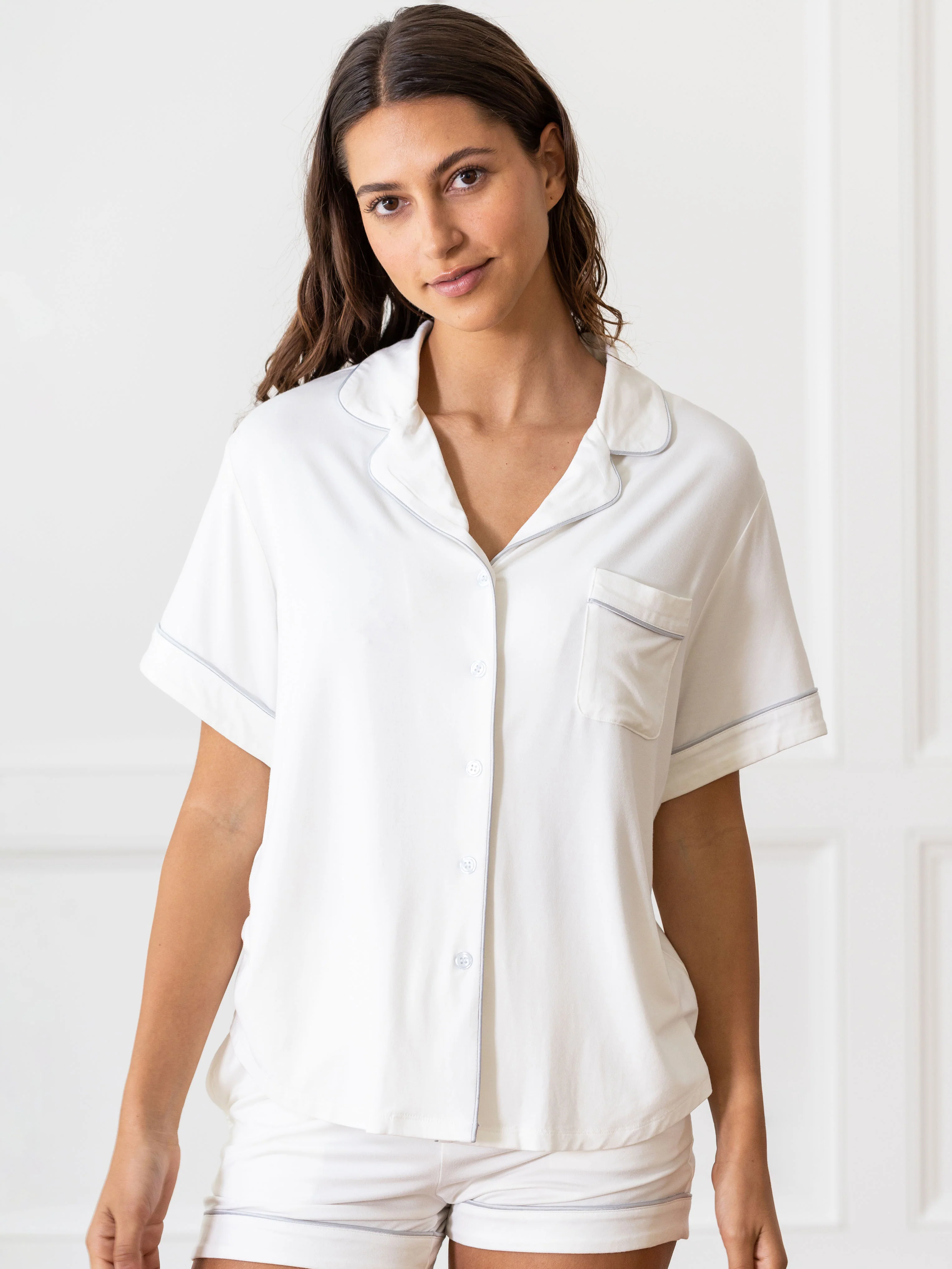 Women's Bamboo Stretch-Knit Short Sleeve Pajama Top - Wholesale - Image 26