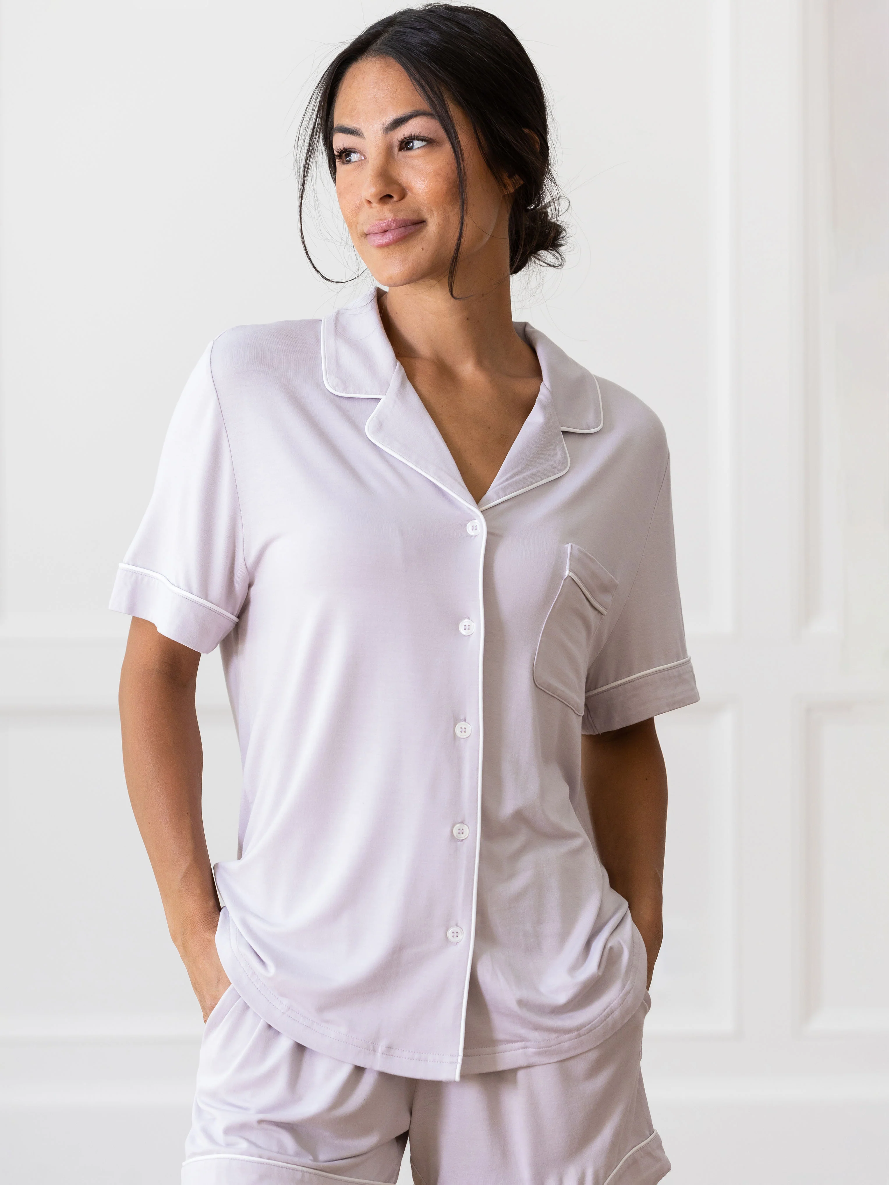 Women's Bamboo Stretch-Knit Short Sleeve Pajama Top - Wholesale - Image 31