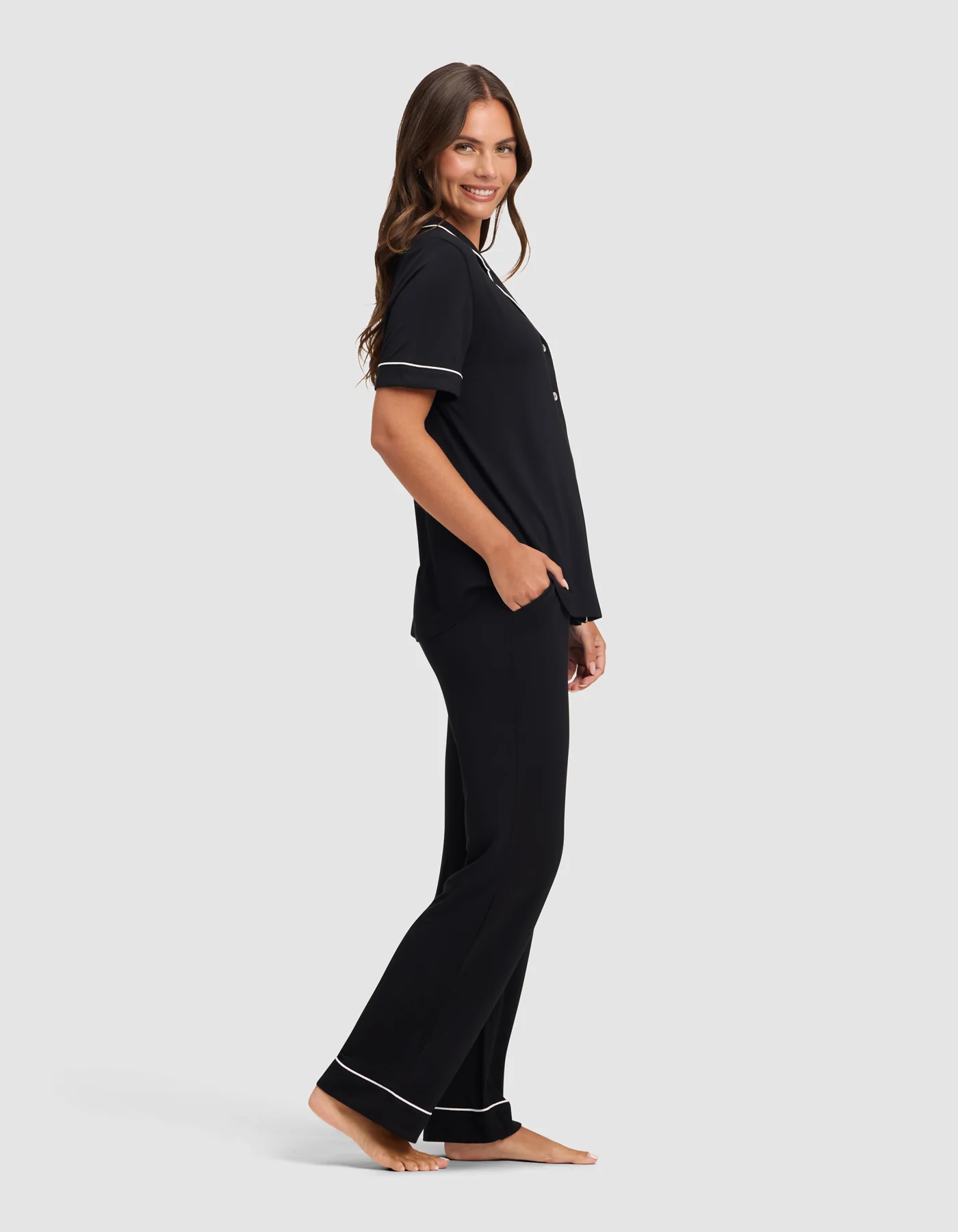 Women's Bamboo Stretch-Knit Short Sleeve & Pant Pajama Set - Image 25