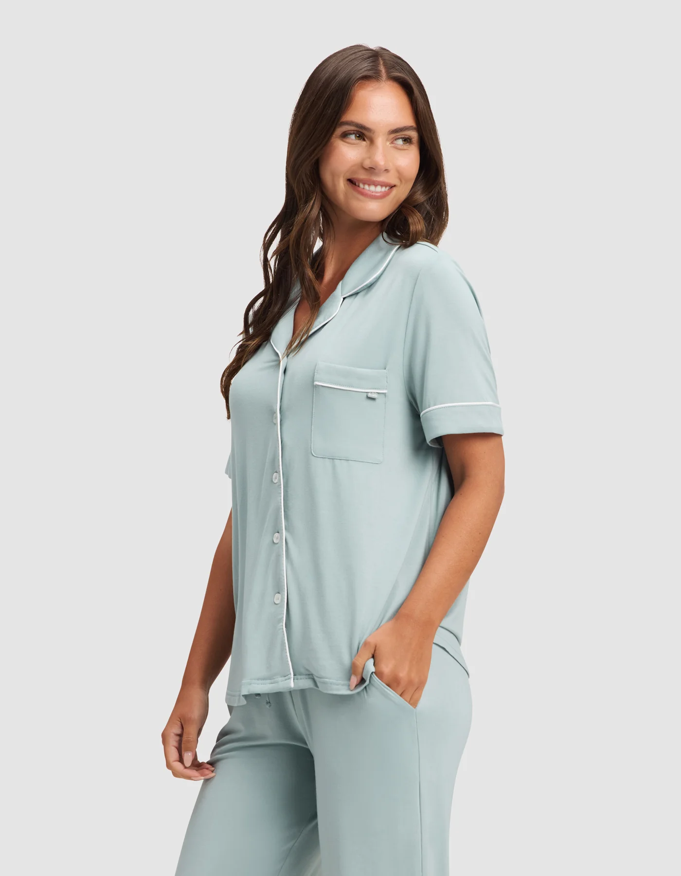 Women's Bamboo Stretch-Knit Short Sleeve & Pant Pajama Set - Image 14