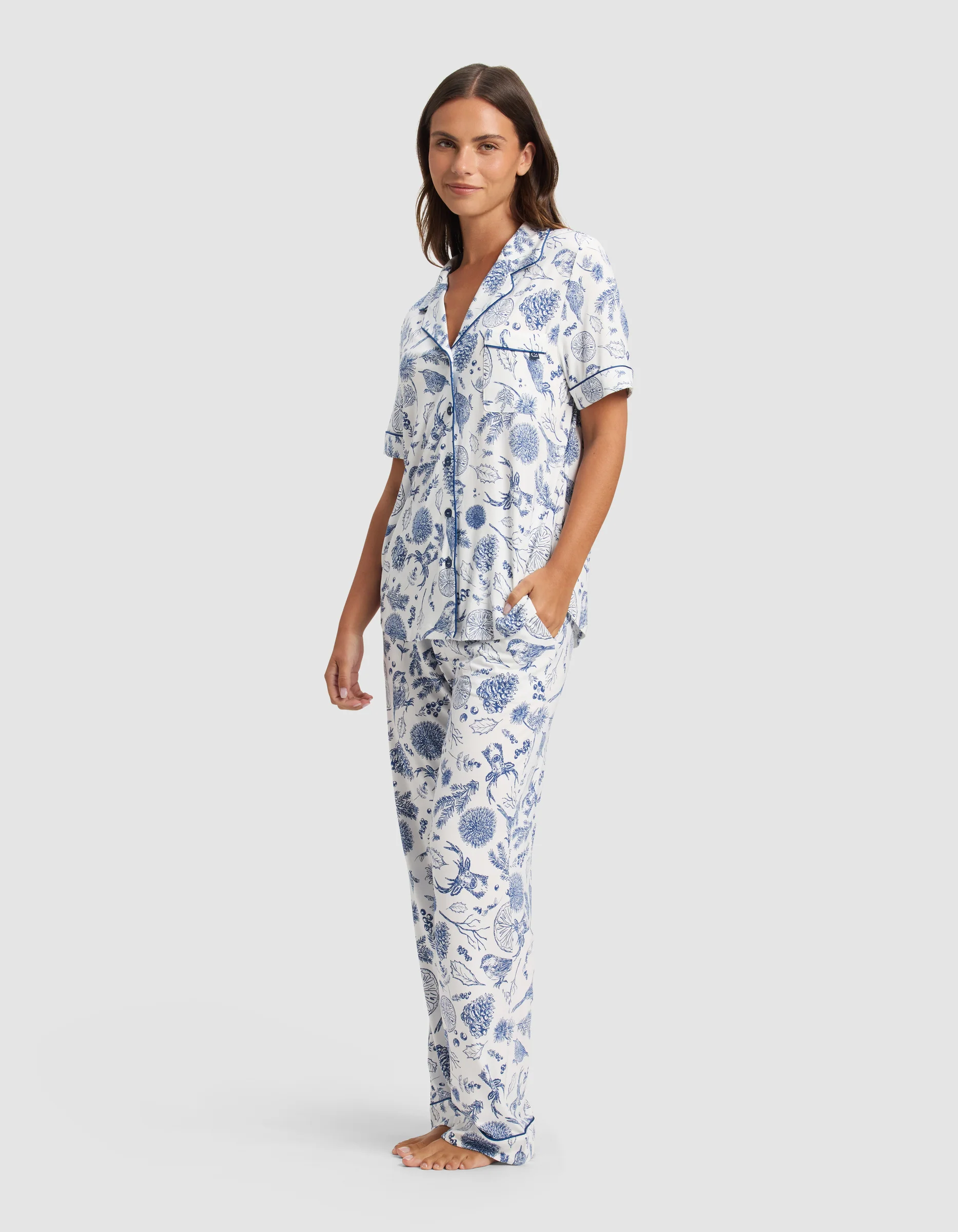 Women's Bamboo Stretch-Knit Short Sleeve & Pant Pajama Set - Last Chance - Image 4