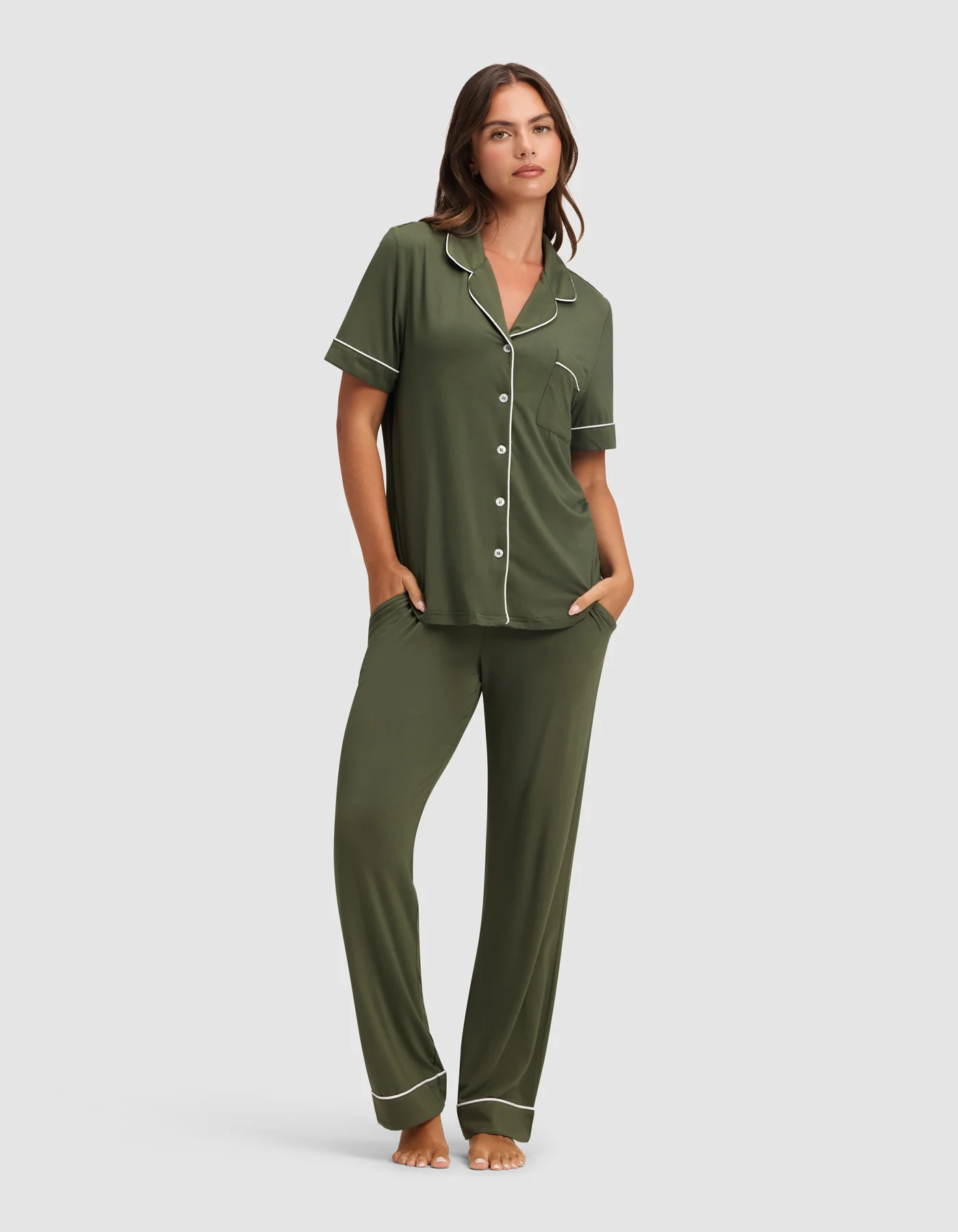 Women's Bamboo Stretch-Knit Short Sleeve & Pant Pajama Set - Image 34