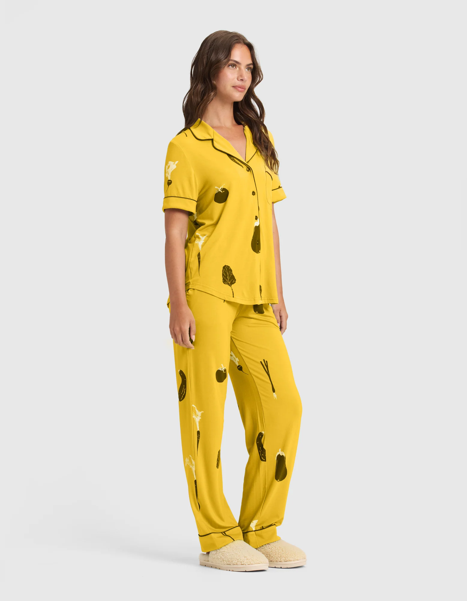 Women's Bamboo Stretch-Knit Short Sleeve & Pant Pajama Set - Last Chance - Image 6