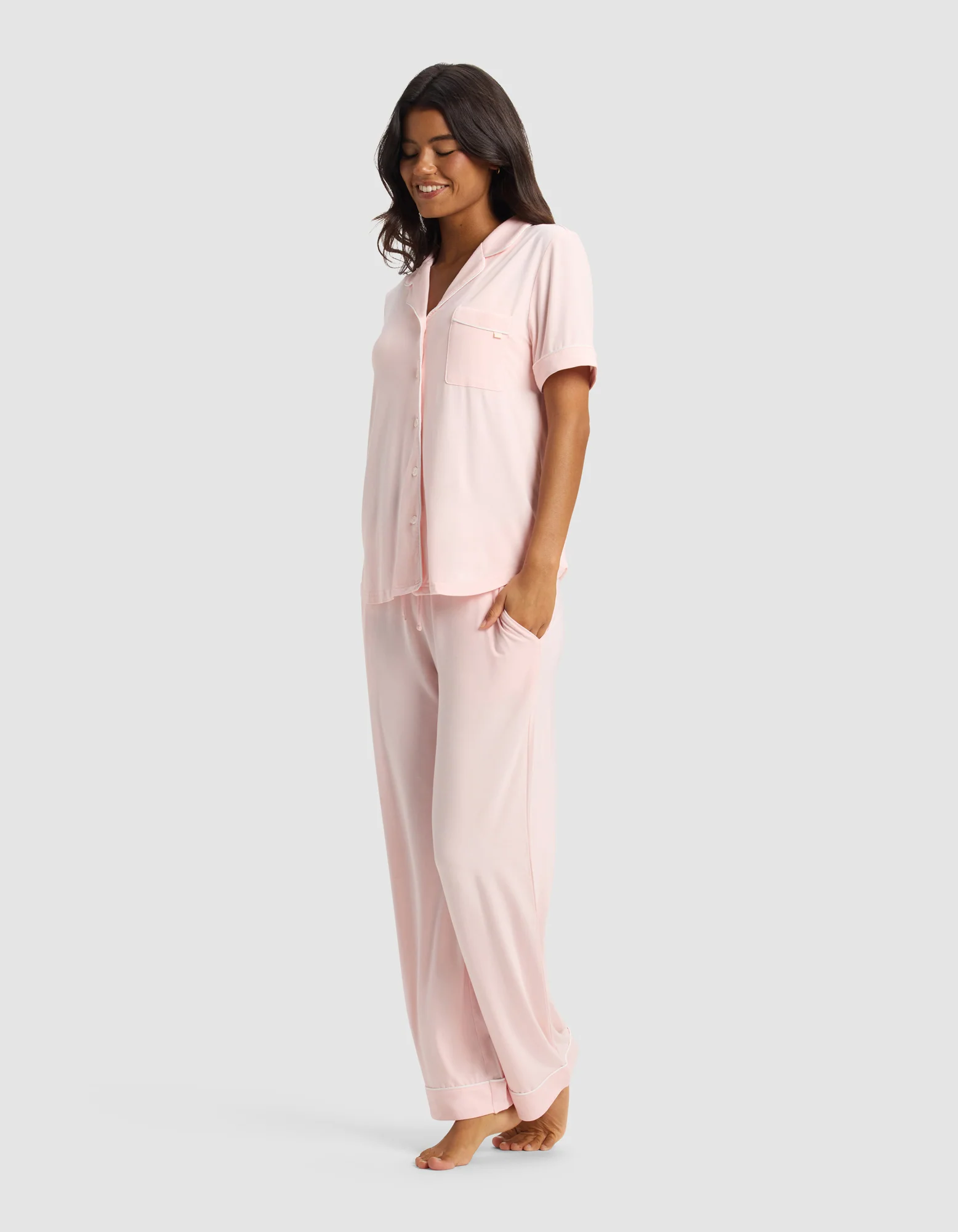 Women's Bamboo Stretch-Knit Short Sleeve & Pant Pajama Set - Image 11
