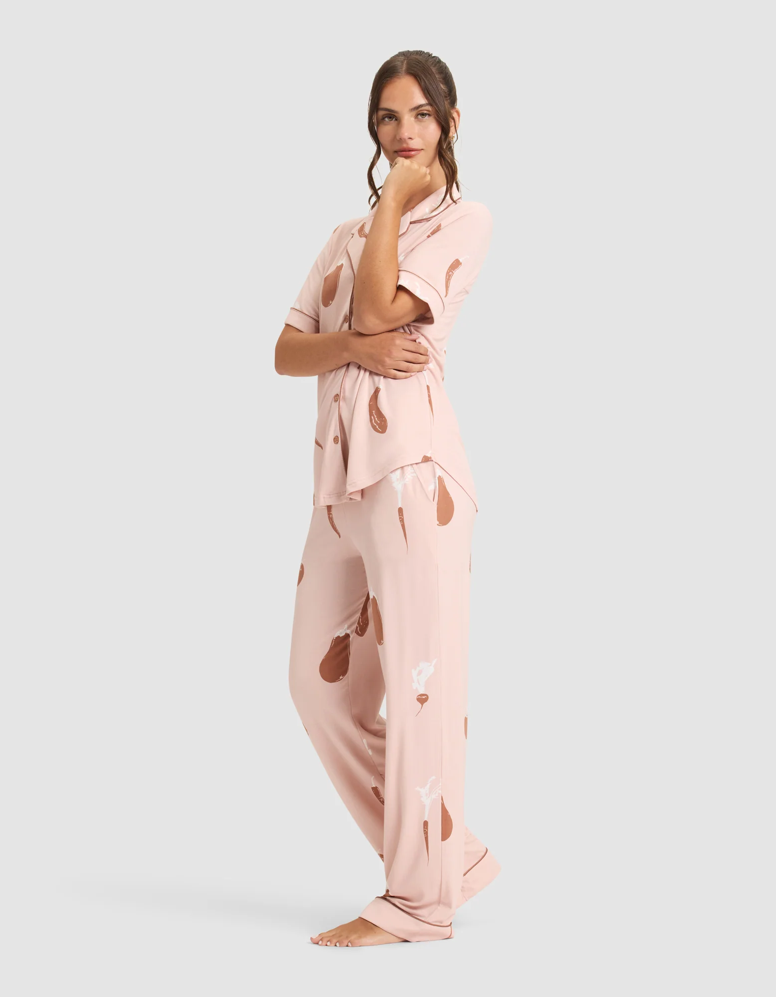 Women's Bamboo Stretch-Knit Short Sleeve & Pant Pajama Set - Last Chance - Image 9