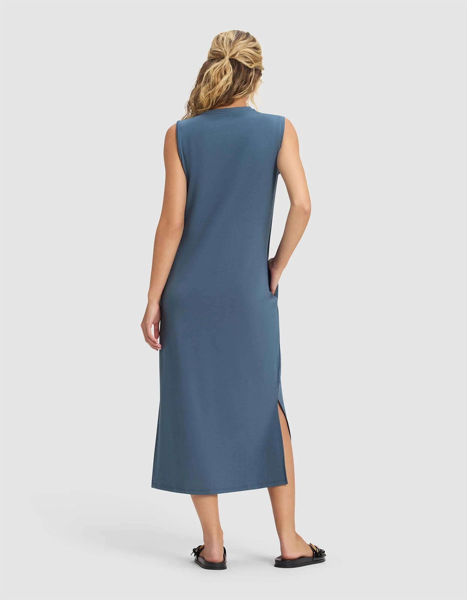Women's Brushed Bamboo Sleeveless Midi Dress - Image 12